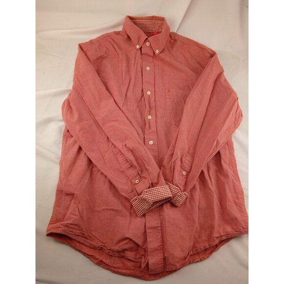 Mens Izod  Orange Button Up Shirt Size M Medium Long Sleeves - Picture 1 of 2